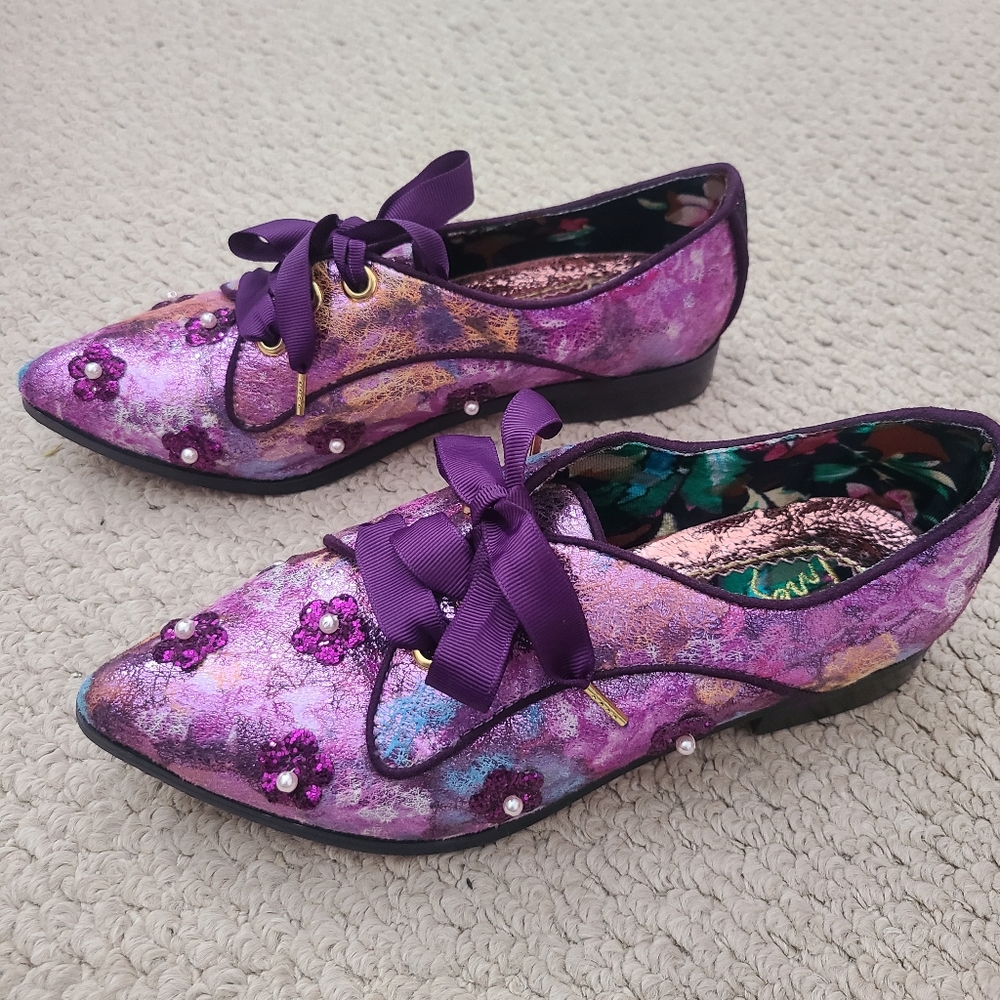 Irregular Choice Go Dutch Purple Floral Shoes
